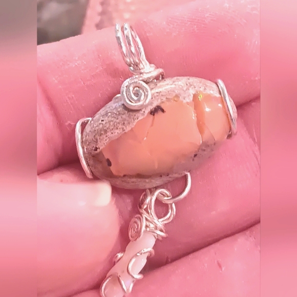 Mexican Cantera And Australian Opal Pendant Sterling Silver Eye - Picture 10 of 16